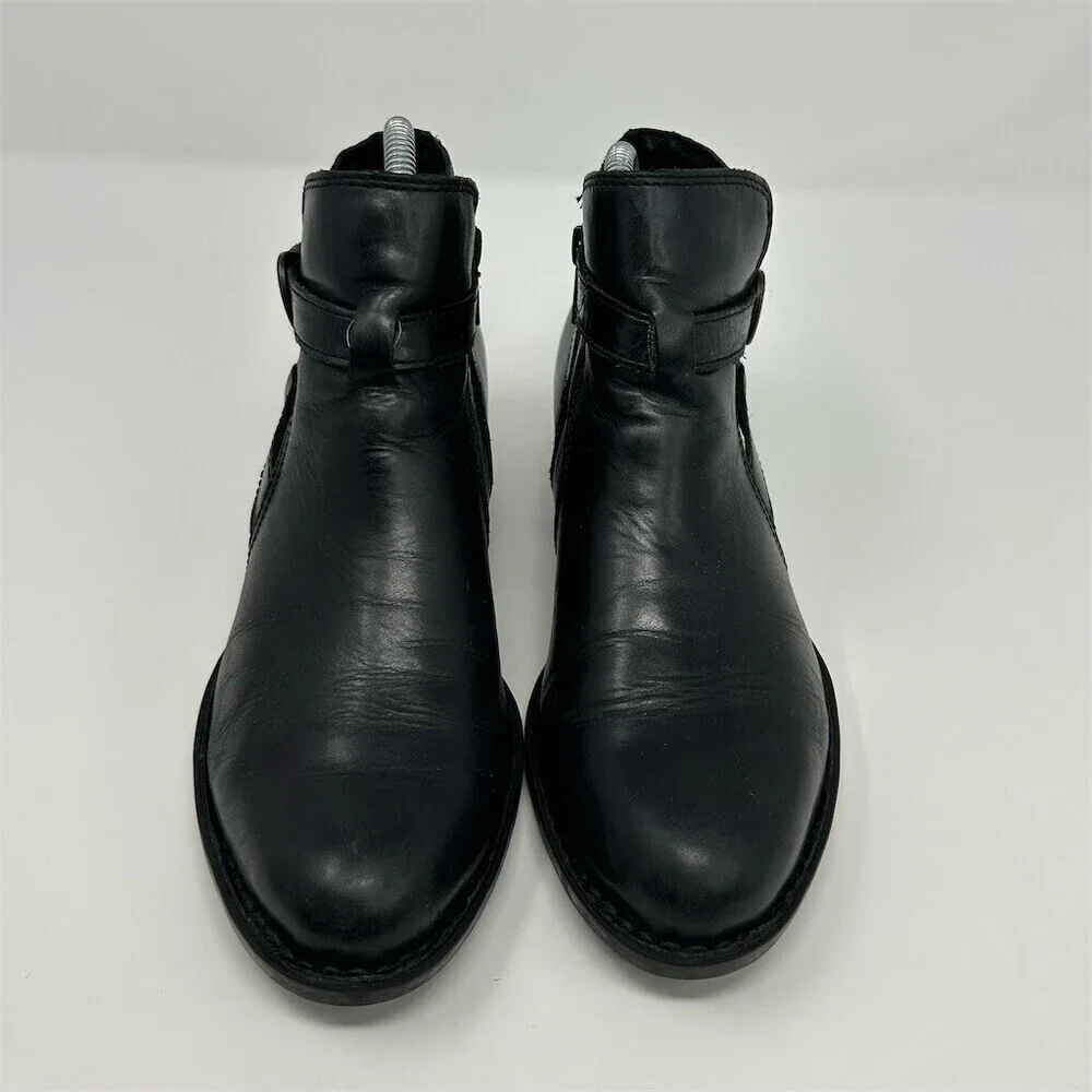 Born Kati Womens Ankle Booties Black Moto Harness Buckle Strap Size 6.5M